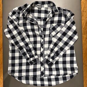 Eddie Bauer Black & White Plaid Classic Fit Long Sleeve - Size XL